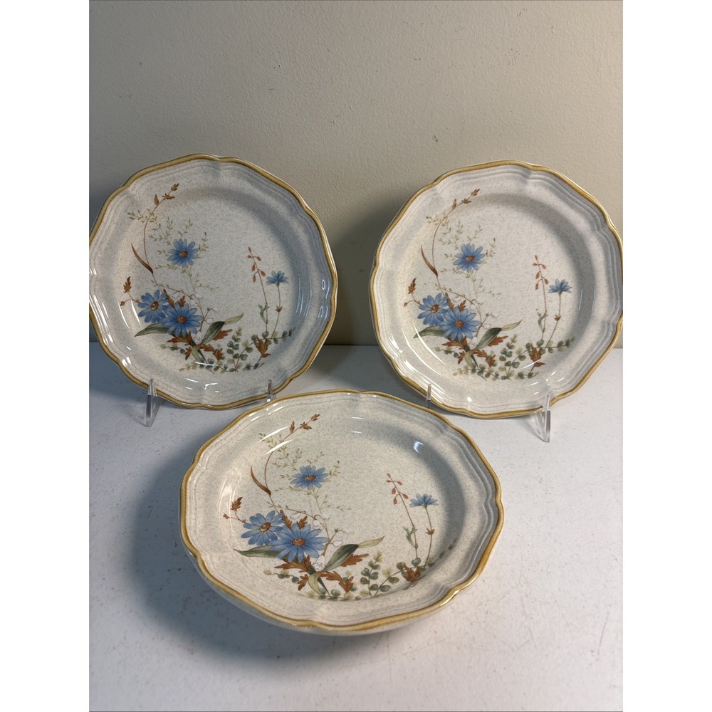 Mikasa Stoneware Blue Daisies‎ Salad Plates 8" EB 804 Japan Set Of 3 EUC
